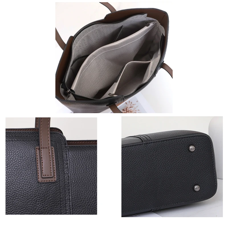 Women's Genuine Cowhide Leather Large Capacity Tote Bag Lightweight Luxury Designer Shoulder Bag Casual Work Handbag For Ladies