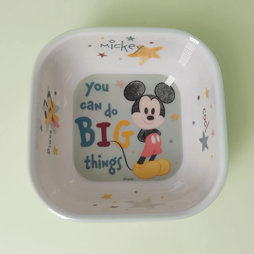 1pc Disney cartoon Mickey Mouse and Donald Duck Minnie Mouse two-color square bowl Cute  rice bowl soup bowl Durable