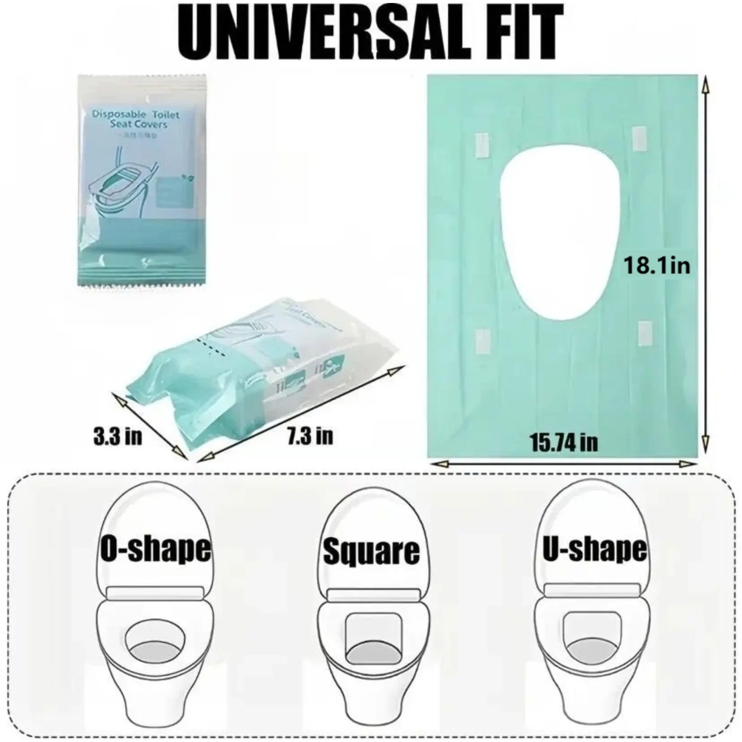 10/20/30Pcs Disposable Toilet Seat Covers 40x46cm Waterproof Individually Wrapped Blue Green White Bathroom Hygiene
