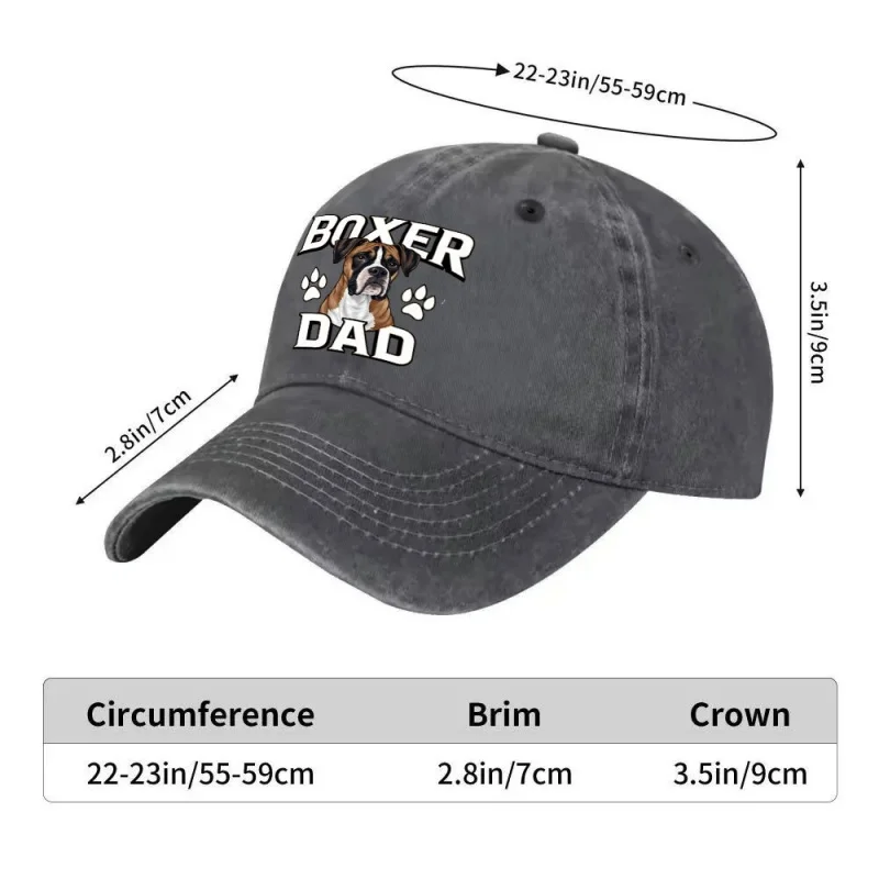 Boxer Dog Dad Cap – Vintage Hook & Loop Baseball Hat for Men Women – Lightweight Washed Unisex – Boxer Puppy Gift