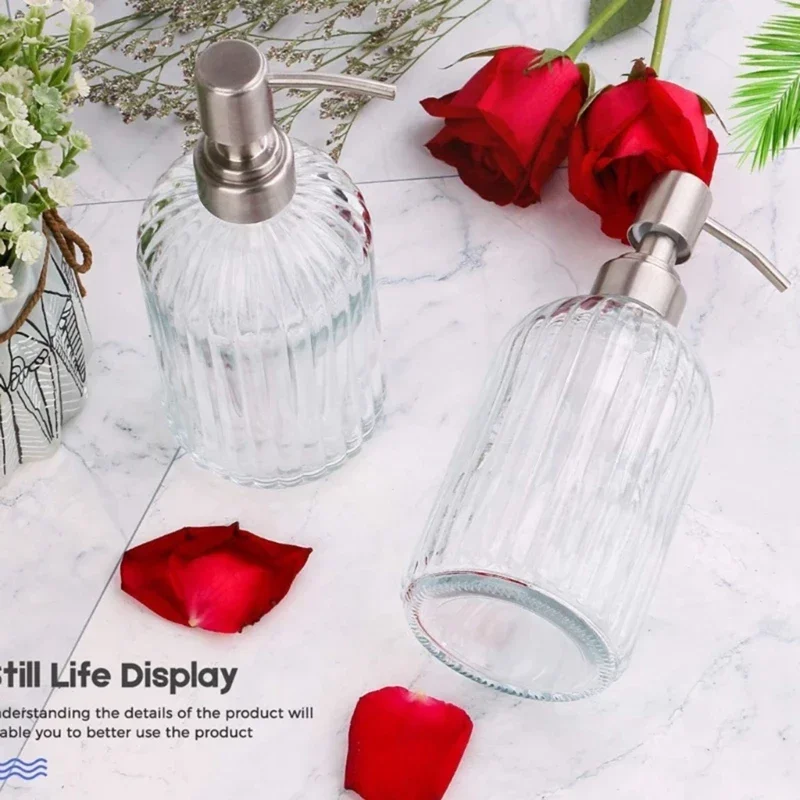 Soap Dispenser Bathroom Clear Glass Empty Refill Subbottle Detergent Kitchen Hand Sanitizers Shower Gel Shampoo Bottles view 3