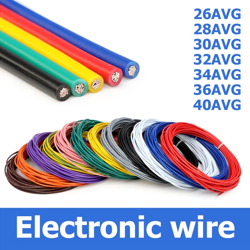 5/10 Meter PTFE Silver Plated Copper Wire 40/36/34/32/30/28/26AWG High Temperature Electronic Single Core Micro Fine Cable
