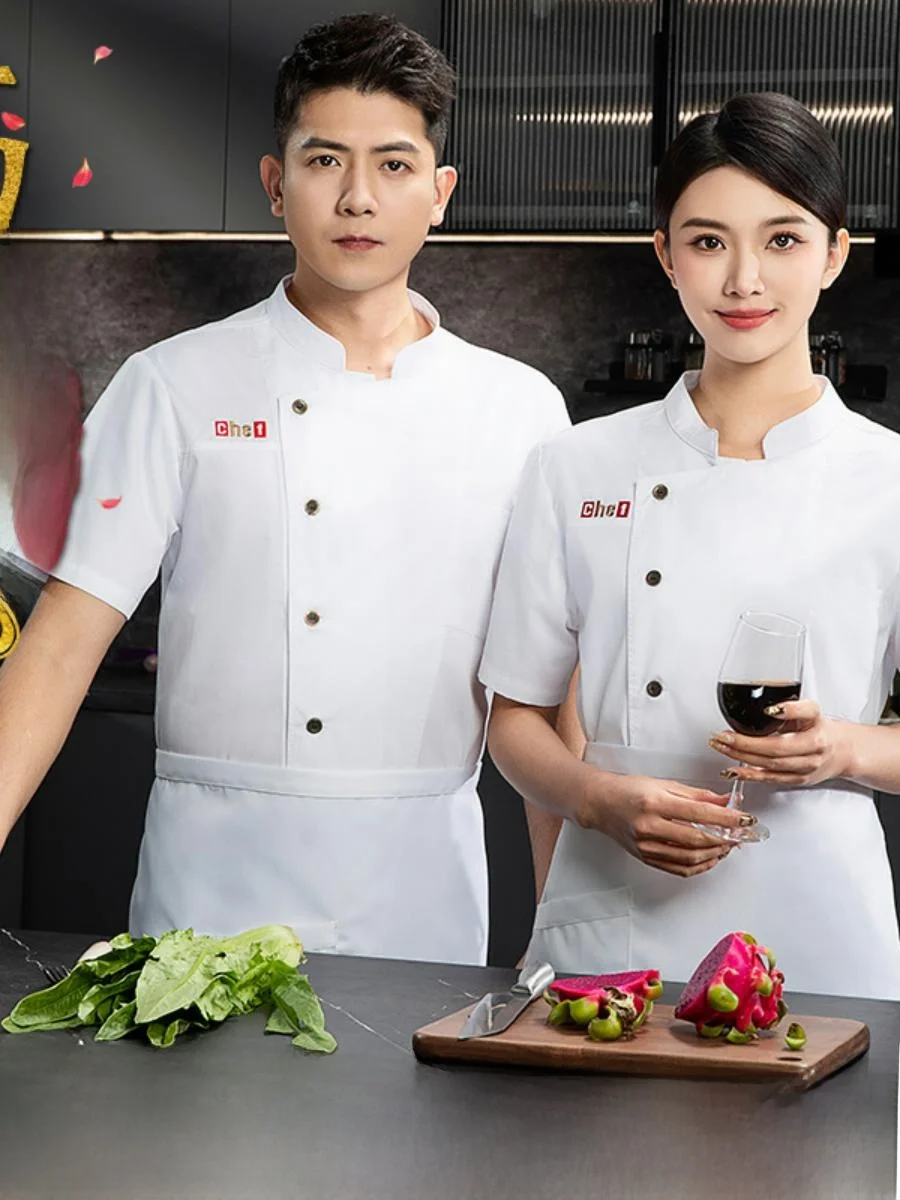 

Summer Thin ort Sve Chef Work orms Cusizable Printed Long Sve Men's Kitchen Apparel Hotel Restaurant Workwear