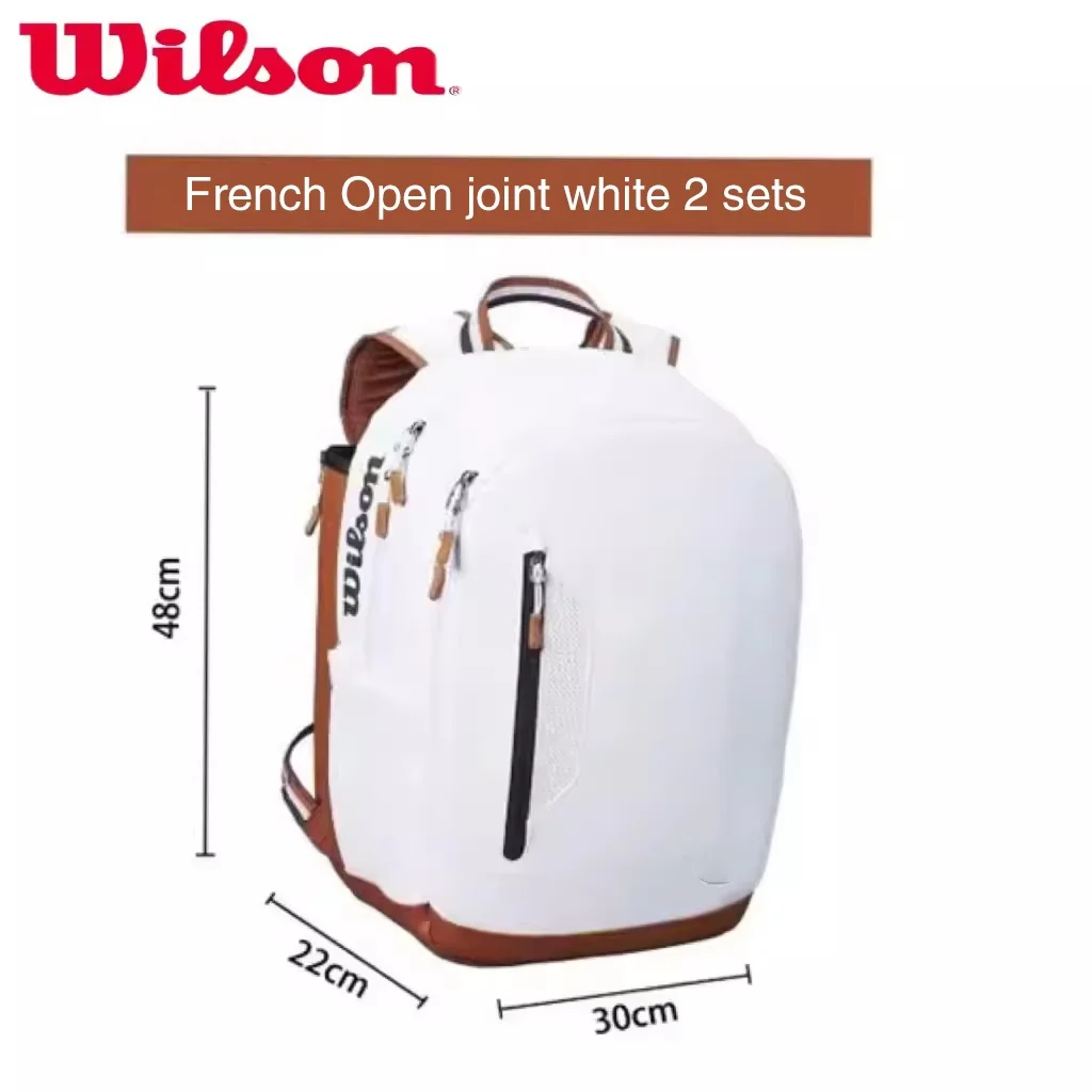 Wilson Tennis Bag Backpack Wilson French Open Federer Men's and Women's Tennis Racket Bags Large Capacity Tennis Badminton Bag