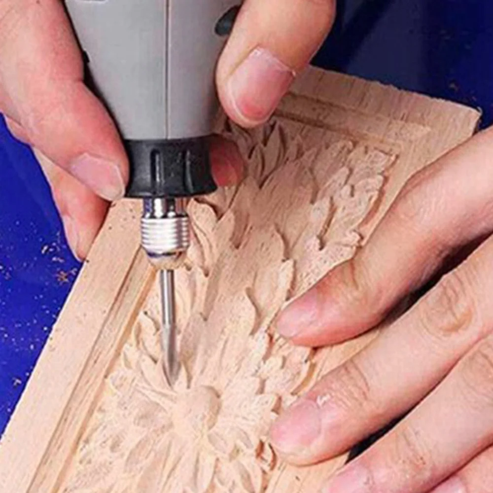 5PCS Rotary Tool Wood Carving Bits Set Featuring Multiple Profiles for Roughing Shaping and Finishing Wood Surfaces