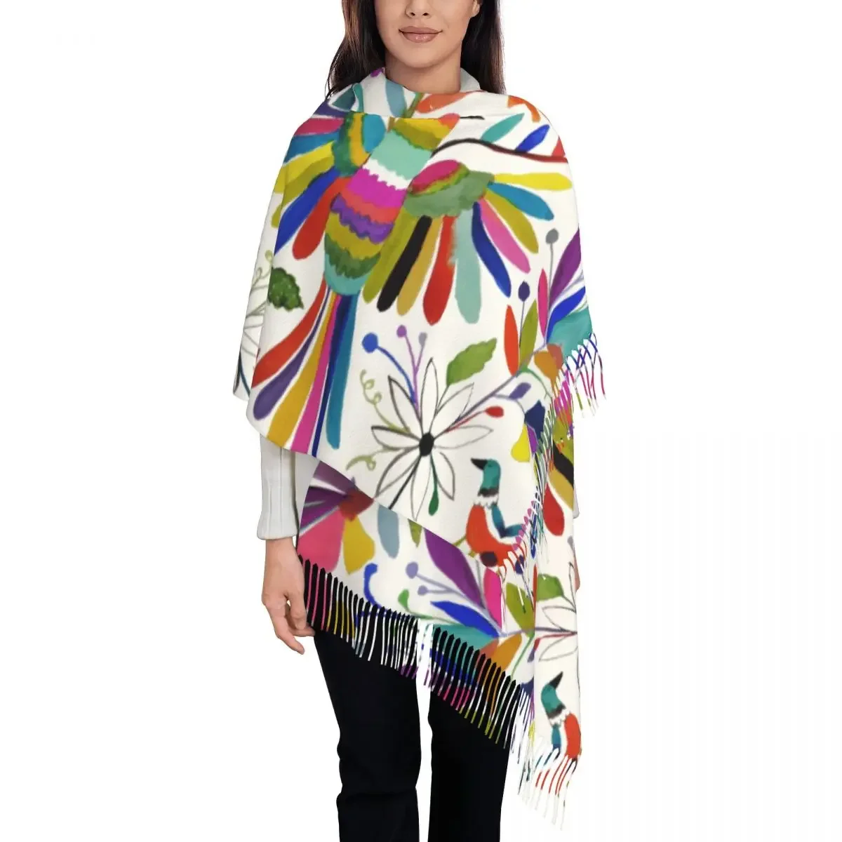 

Мексиканская птица Otomi, мягкая шаль с вышивкой животных, женский зимний осенний шарф