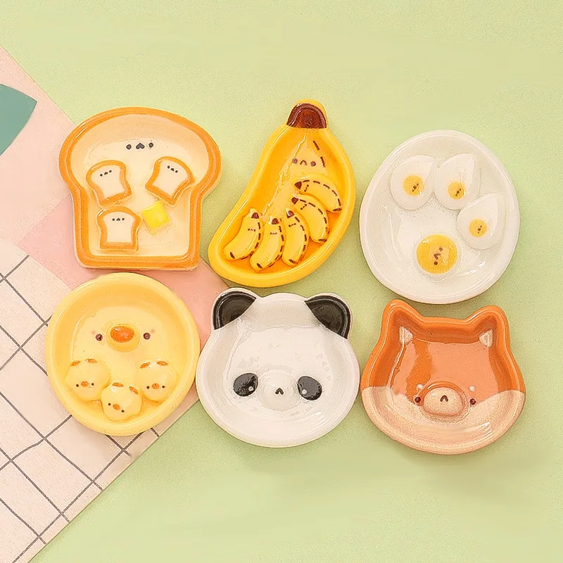 20pcs Kawaii Cartoon Plate Resin Cabochons Flatback for Scrapbook Home Decoration Accessory Resins Ornament DIY Slime Charms