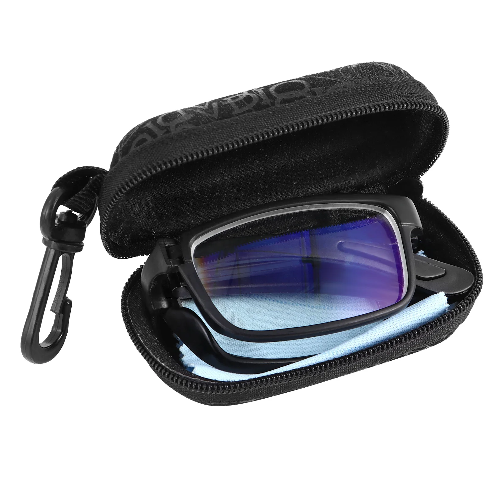 

Folding Portable Reading Glasses Black Compact Lightweight Unisex Myopia Eyewear with Case for Detailed Sewing Craft Reading