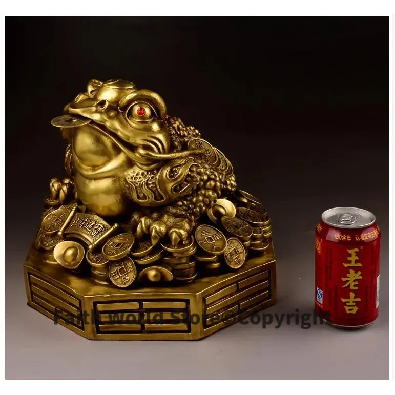 28 CM LARGE # OFFICE HOME business company efficacious Protection Talisman Money Drawing FENG SHUI GOLD Jin Chan bronze statue