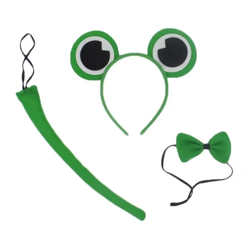 

652F Детский костюм для косплея из 3 предметов, набор аксессуаров для кошачьих ушей, плюшевая повязка на голову с длинным