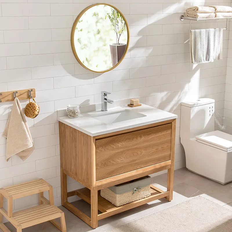 American retro sink ceramic integrated basin mother and child pumping bathroom cabinet combination bathroom washstand