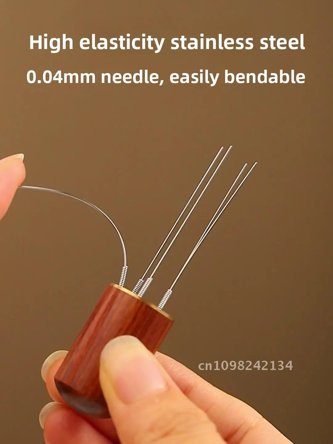 

Игла для кофейного порошка из нержавеющей стали с блоком для перемешивания из цельного дерева для эспрессо-машин, офисные и домашние инструменты для бариста