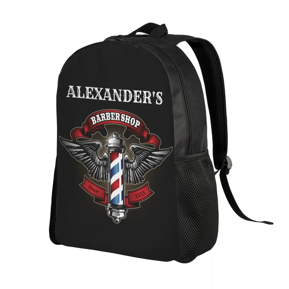 Winged Barber Pole Coaster Backpacks for Men Women School College Students Bookbag Fits 15 Inch Laptop Barbershop Bags