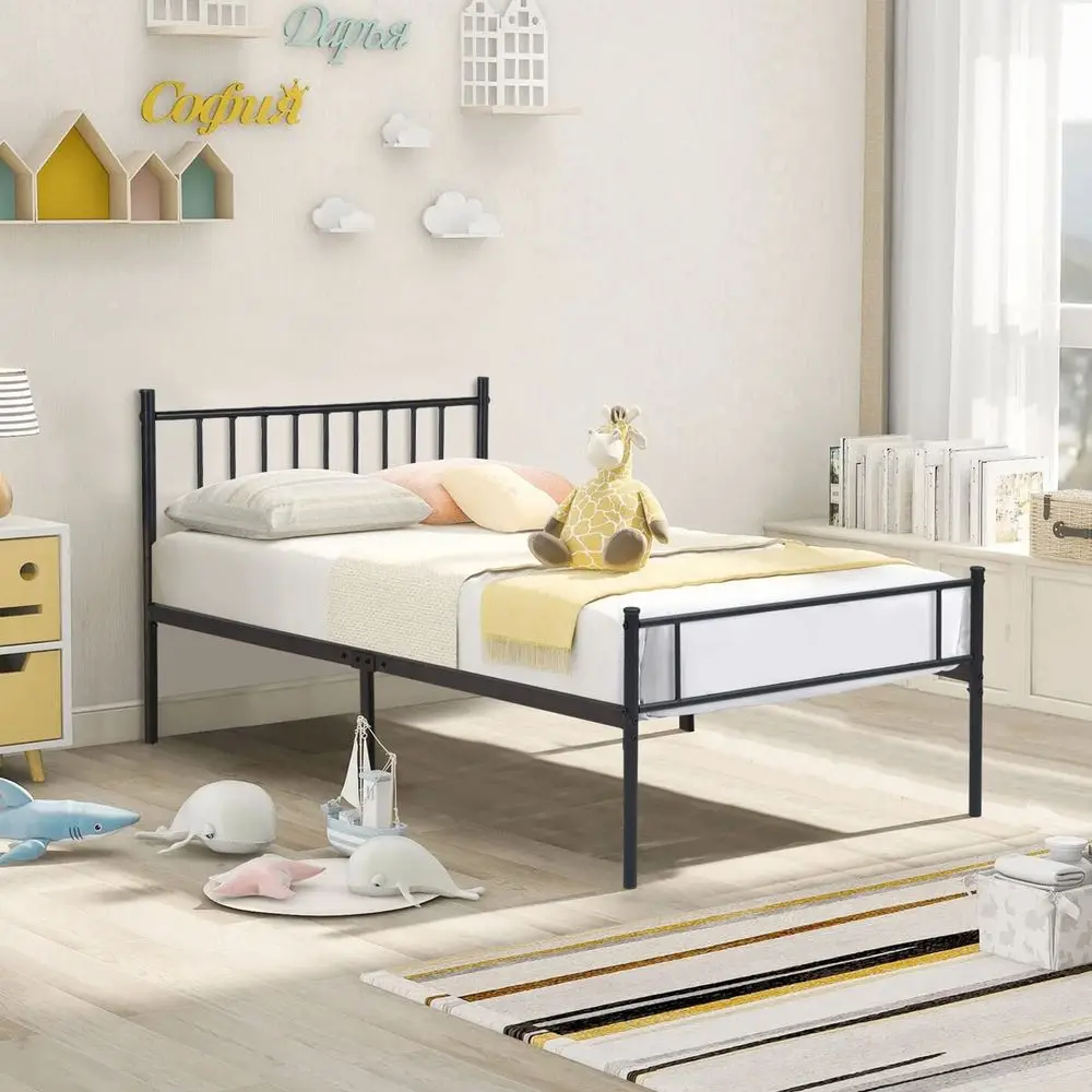 MUEBLES Marco de Cama de Metal, Cama Individual, Base de Cama Individual, No Necesita Somier, Estilo Minimalista Moderno