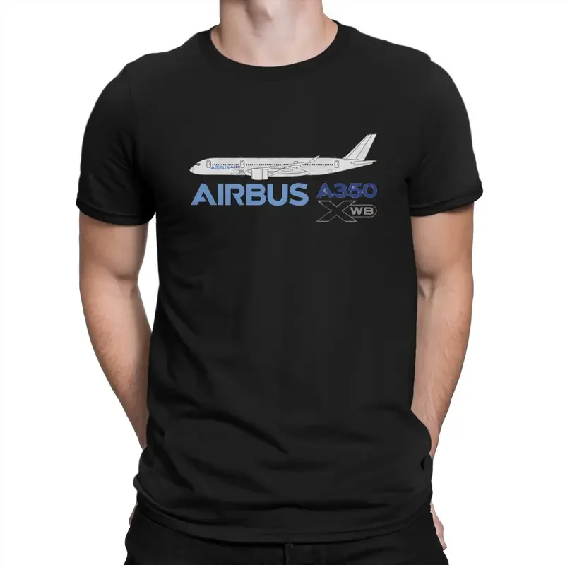 

Airbus Creative TShirt for Men A350 Line Drawing Round Collar Basic T Shirt Personalize Birthday Gifts Streetwear