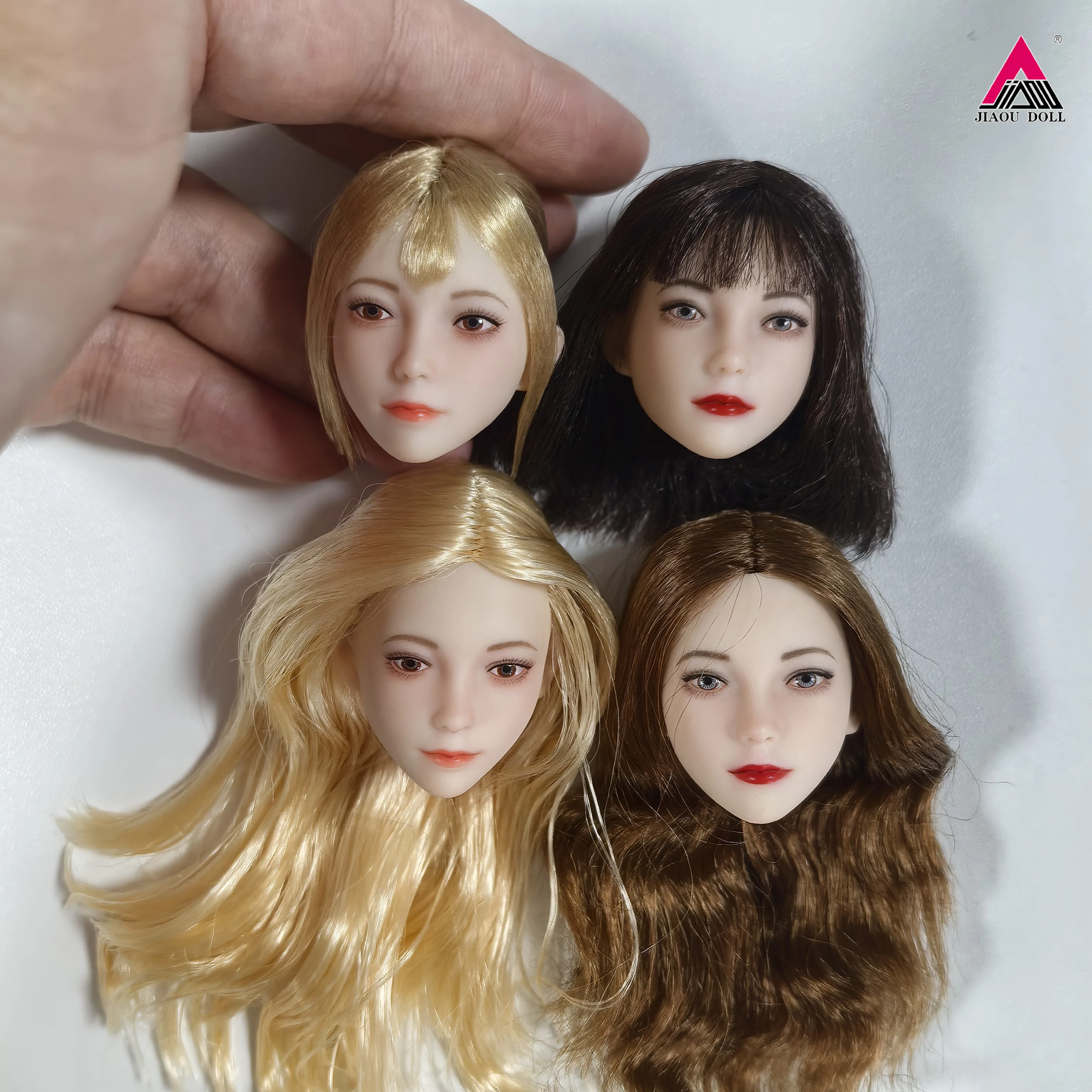 Beauty Real Makeup - หัวโมเดลแกะสลักขนาด 1/6 สำหรับตัวละครหญิงผมยาวแต่งหน้า เหมาะสำหรับตัวตุ๊กตาแอคชั่นฟิกเกอร์หญิงขนาด 12 นิ้ว