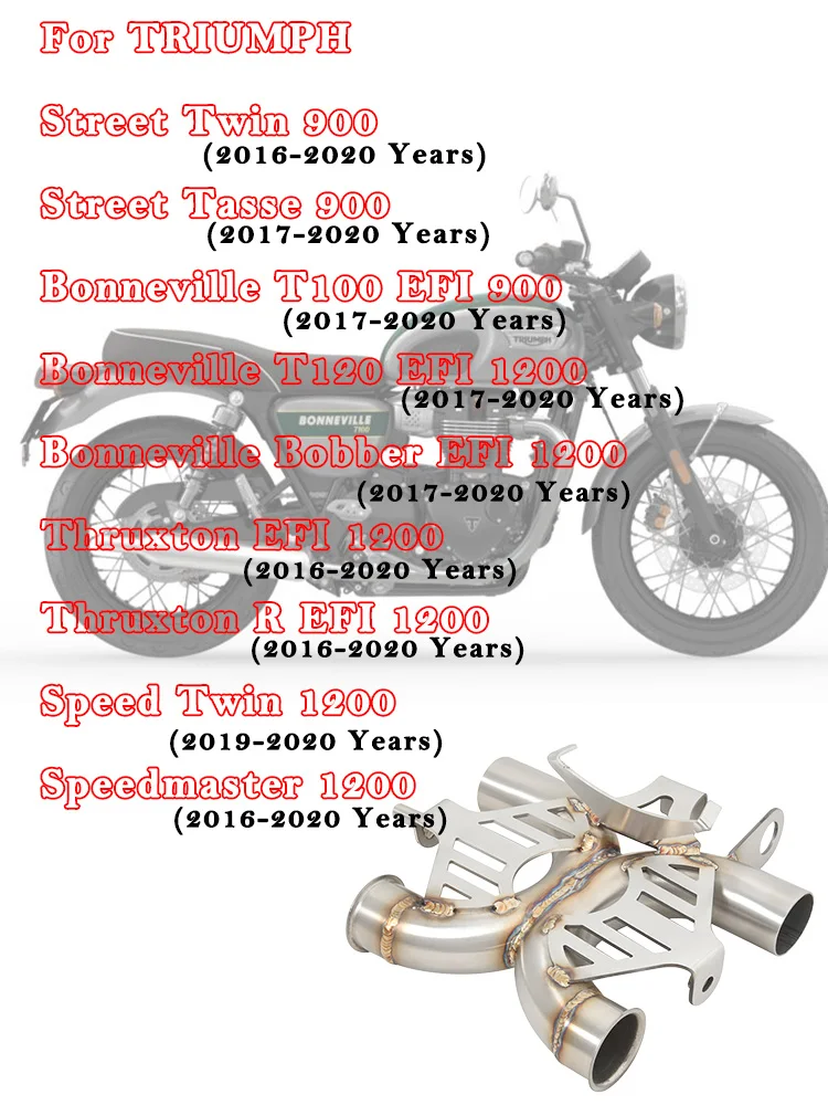 Rura łącząca wydechu motocyklowego Triumph Bonneville T100 T120 Bobber 900 1200 2016 2017 2018 2019 2020 Escape Middle Connect Tube — 2