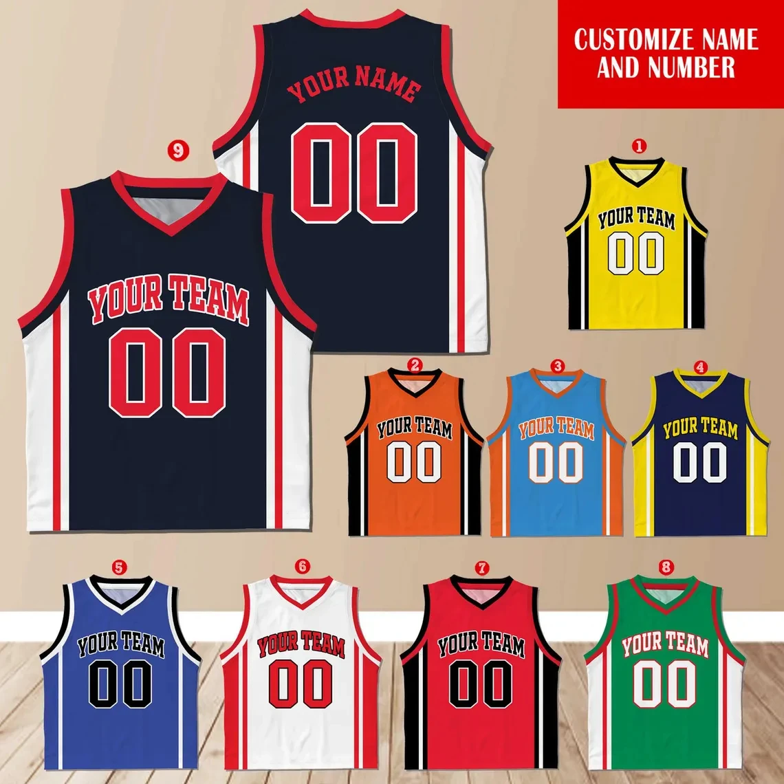 

Performance Basketball Jersey Free Diy Custom Name Number Sleeveless Quick Dry Uniform Game Competition Training Sports Tees