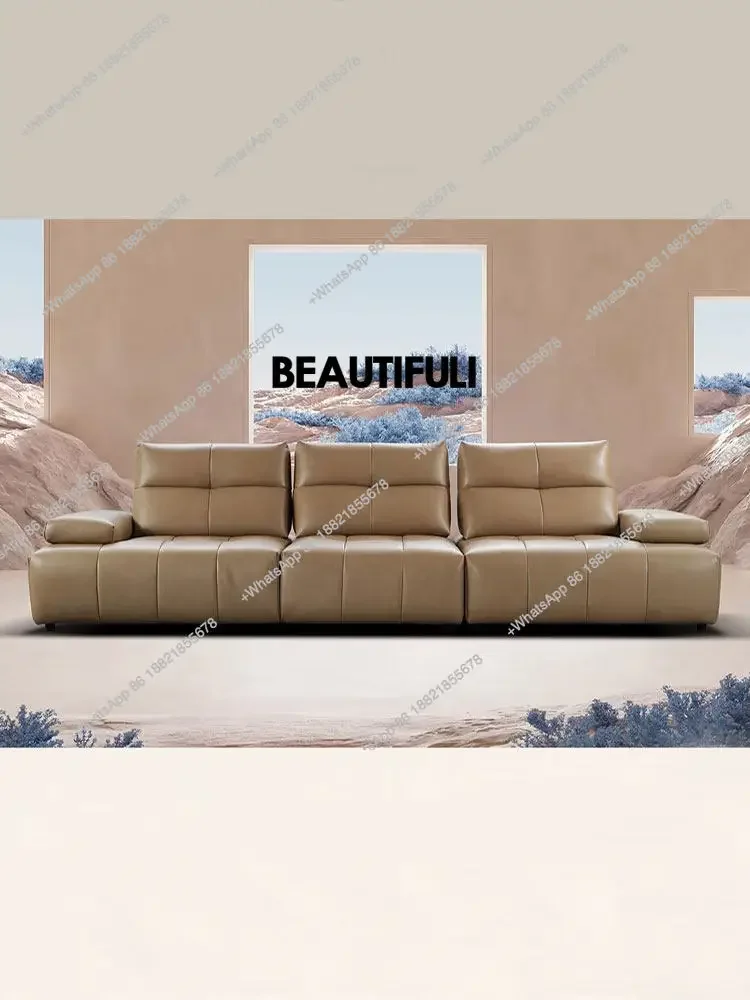 M138  M138  Italian minimalist all-leather first layer cowhide front and rear mobile backrest sofa horizontal hall super wide si