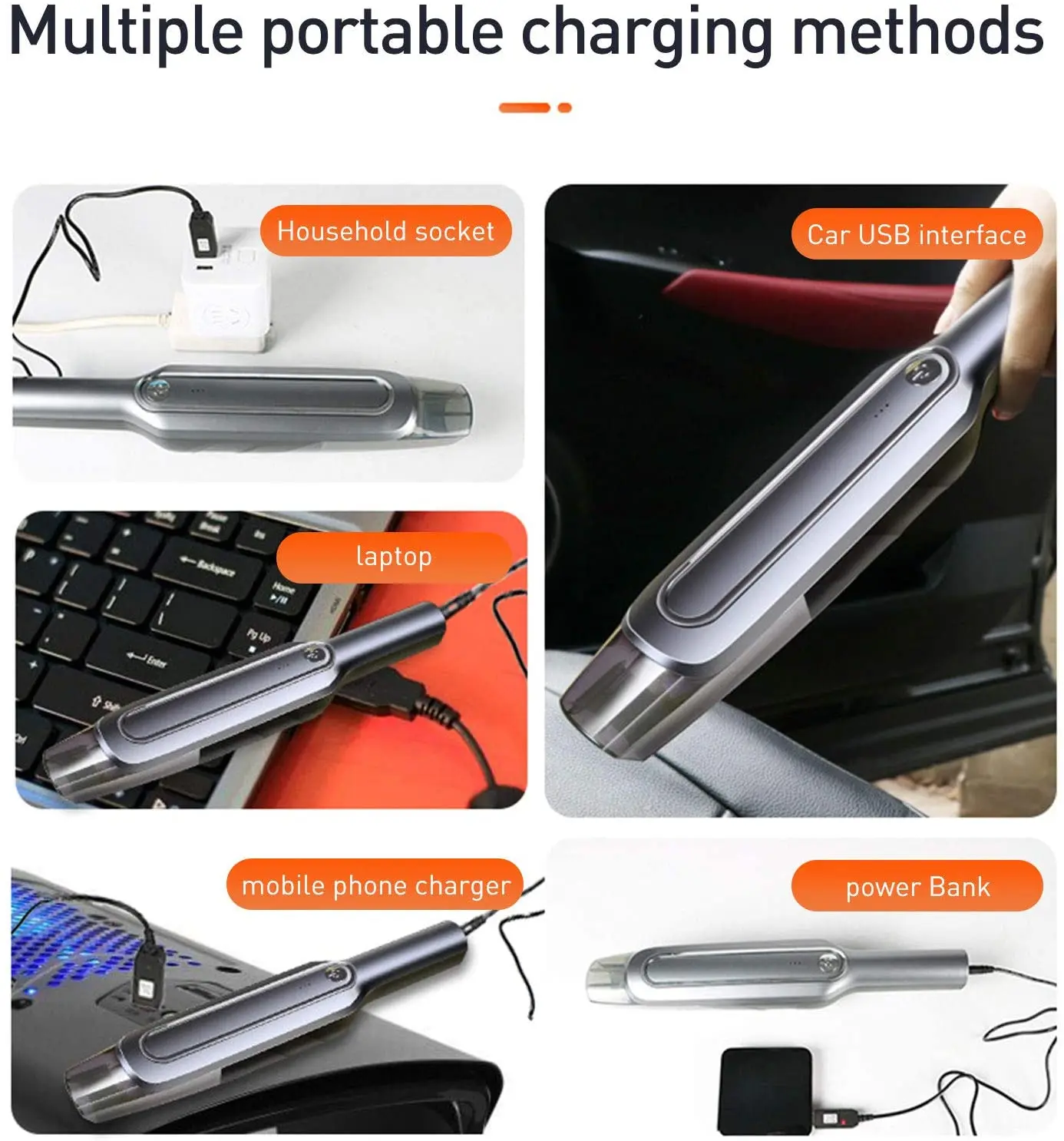 충전식 먼지 제거기 6000Pa 흡입력 4000mAh 무선 핸디형 진공청소기 건식/습식 휴대용 먼지 제거기 가정용 차량용