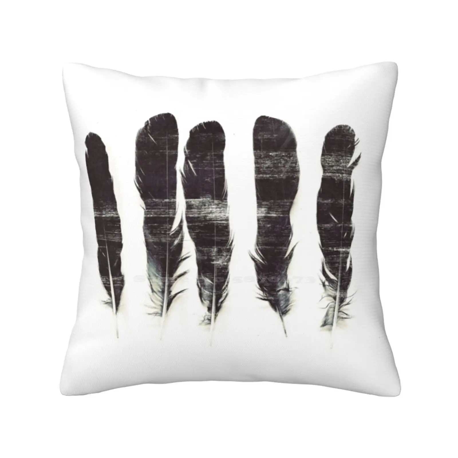 Icarus I : Yearning Throw Cushion Pillow Cover Sybille Sterk Magpiemagic Conceptual Engraving Black Feathers Yearning Longing