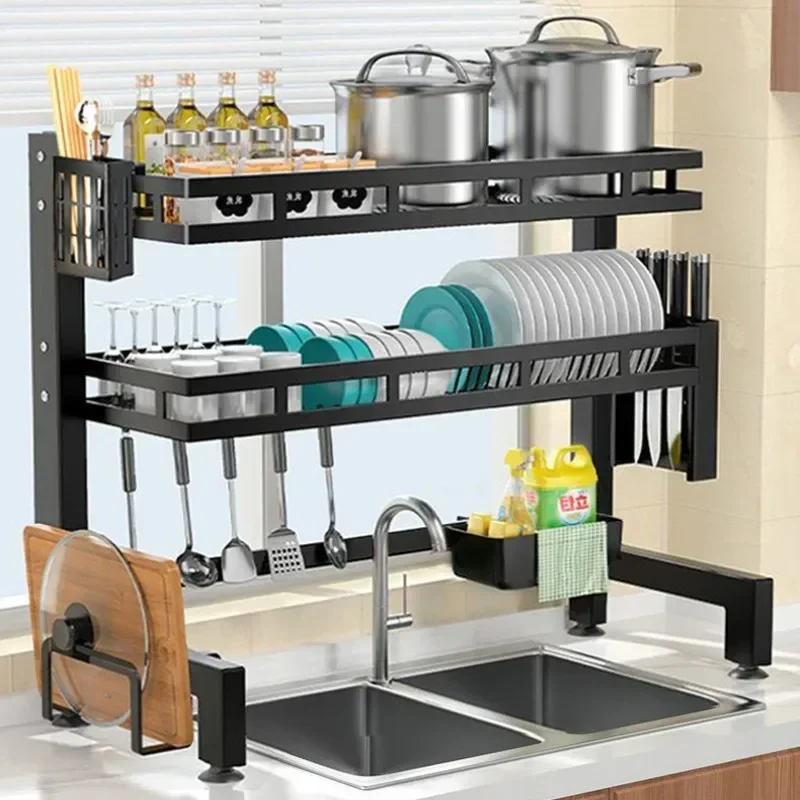 New Thickening Upgrade Kitchen Shelf Above The Sink Dish Storage Rack Seaoning Tableware Draning Kitchenware Kitchen Accessories