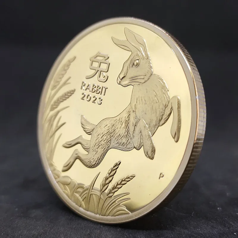 New 2023 Chinese Year of the Rabbit Commemorative Coin Part Auspicious Badge Ancient Tradition Lucky Christmas
