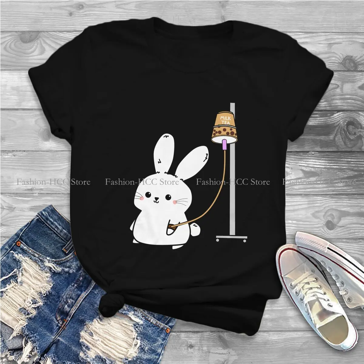 Tea Bunny Style Polyester TShirt Rabbit Animal Pattern Top Quality Creative Gift Idea T Shirt Short Sleeve