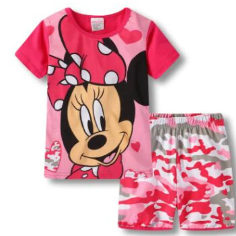 Hot Short sleeved Pajama and pajama suit Bell Minnie Mermaid Ariel kids Sleepwear Cotton Nightwear Clothes Pajamas Sets Gift