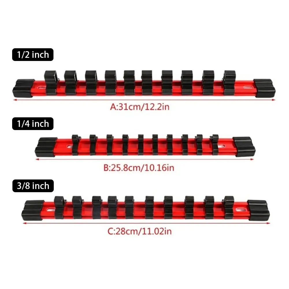 1 ชิ้น 1/4 "3/8" 1/2 "ซ็อกเก็ตประแจผู้ถือ Traight Rail Bracket Wall ผู้ถือ SOCKET Organizer ประแจเก็บกล่องเครื่องมือพลาสติก