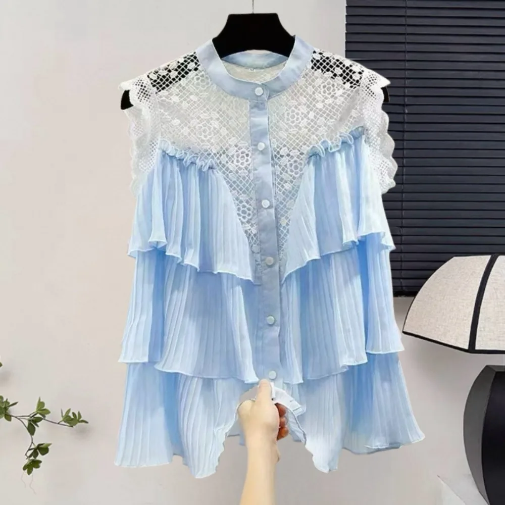

Summer short-sleeve casual top for women, hollow-out blouse, women's casual clothing wholesale