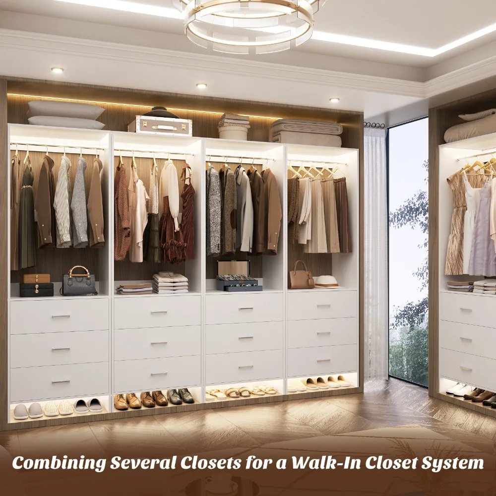 

2FT Closet System with 3 Drawers ＆ Hanging Rod, 24'' Small Wardrobe Clothes Rack