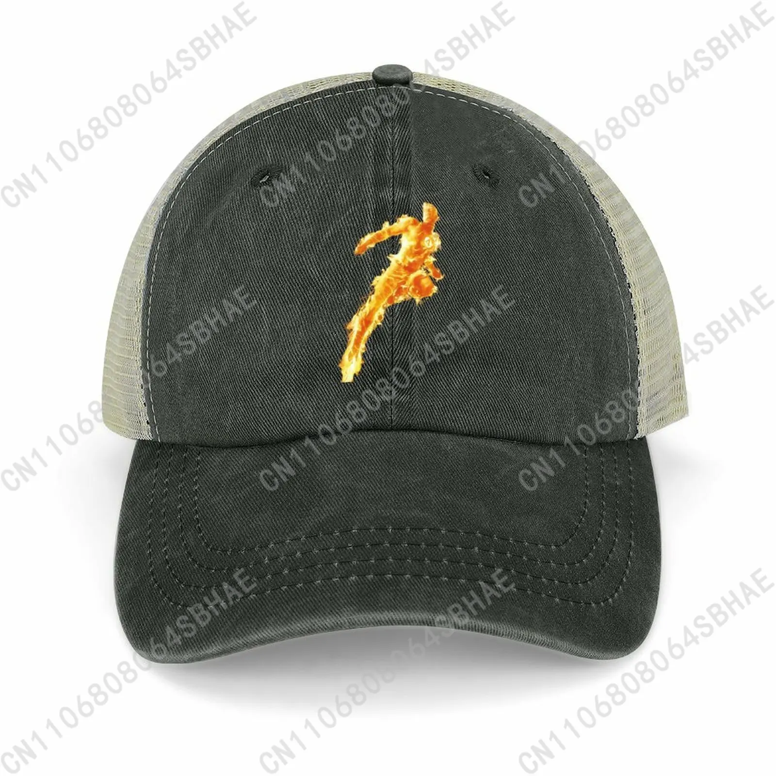 

Marvel Human Torch Mesh Cowboy Hat Hollow Ventilated Summer Cap Men Women Outdoor Sun Hat Adjustable Strap Custom Cosplay