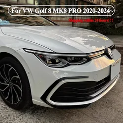 For VW Golf 8 MK8 PRO 2020-2024 Car Front Bumper Fog Light Lower Grille Frame Spoiler Splitter Bodykits Tuning ABS Gloss Black
