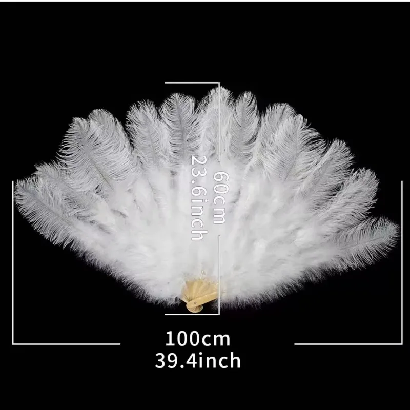 Large Feathers Fan Handmade Carnival Crafts Red Ostrich Burlesque Dancing Feather Fans for Festive Party Supply