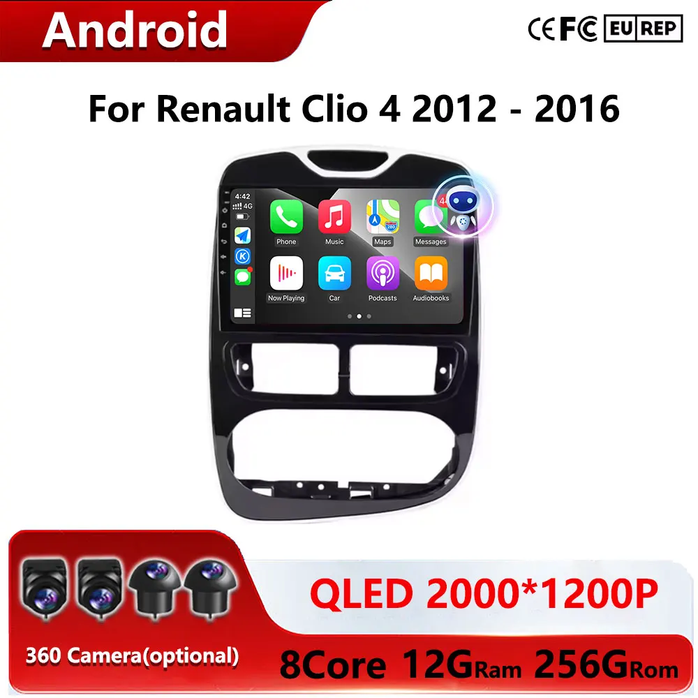 Car Radio For Renault Clio 4 2012 - 2016 Car Radio Multimedia Player Wireless CarPlay Android 16 Auto No 2 Din 2din DVD