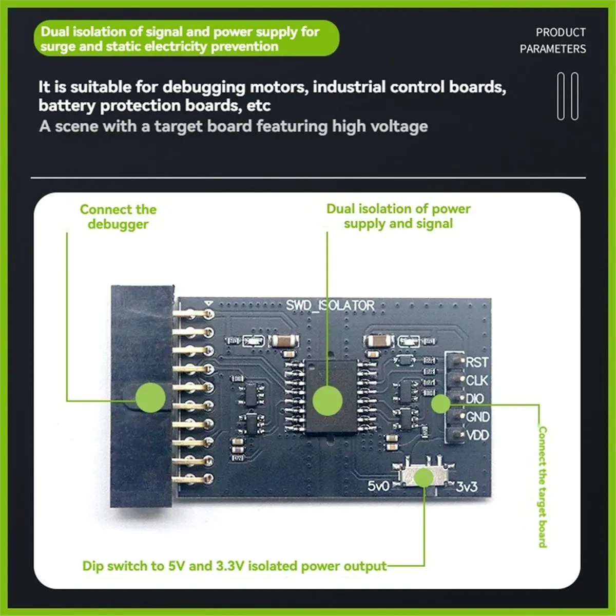 جديد! لوحة محاكي عزل الجهد العالي SWD 3000Vrms تدعم JLink/STLink/DAPLink تدعم عزل الجهد العالي SWD #4