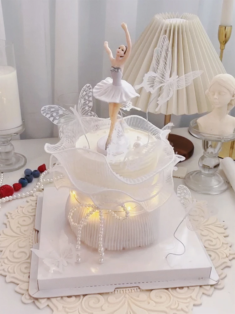 Rotary turntable Ballerina Figurine Cake Decor for Women Girls Birthday Party Ballet Kid Cake Topper Party Cake Decoration Gifts image 6
