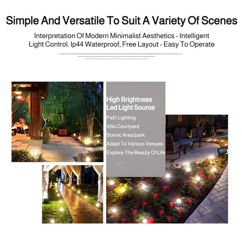 Solar Garden Lights Outdoor 1-10PCS Easy Install Warm Light Solar Powered Waterproof Decorative for Lawn Yard Pathway Lighting