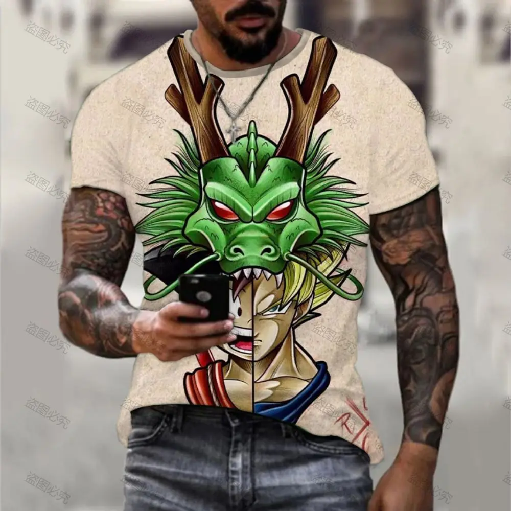 Men\'s T-shirt Printed Dragon Ball Z Essentials 2023 110-6XL Goku Anime High Quality T-shirts Fashion Oversized Short Sleeve New