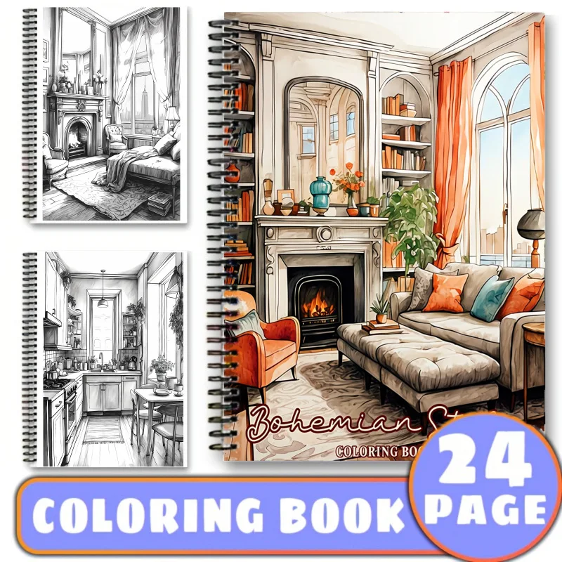 Cross-border new arrival: bestselling a4 bohemian style indoor coloring book - spiral bound adult coloring & doodling book