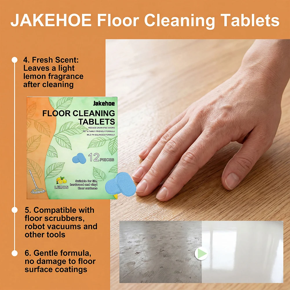 12/24/36pcs Floor Cleaning Solution Tablets Pet-Friendly Dissolvable Floor Cleaner Or Hard Floors Tile Vinyl Floors Cleaner