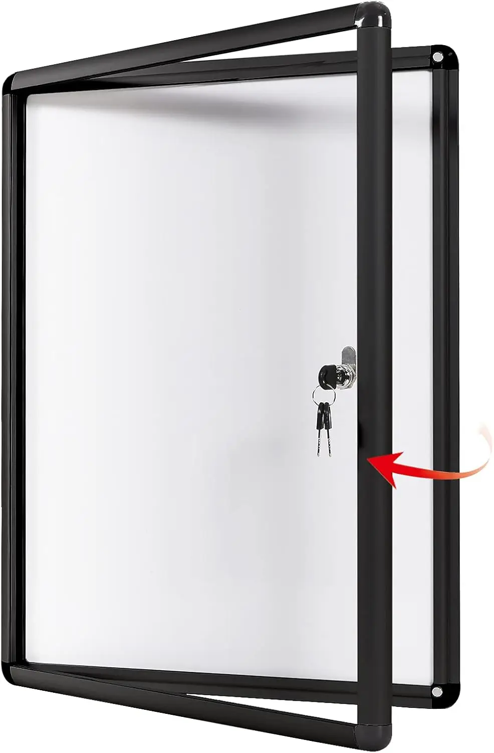 

Magnetic Glass Covered Bulletin Board with Lockable Acrylic Doors, 38x28 Inch Aluminum Frame for Office and School