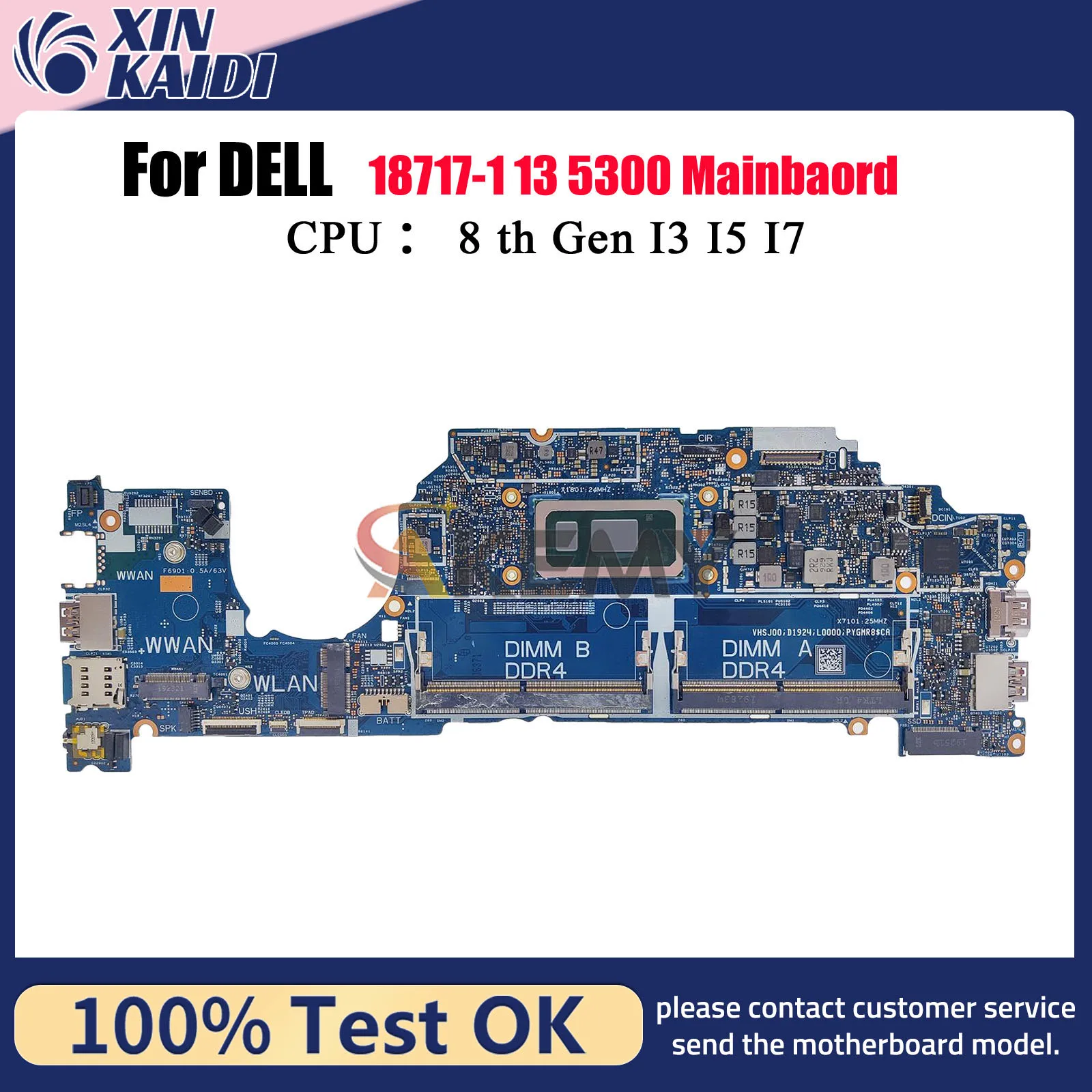 

For Dell Latitude 5300 Motherboard 18717-1 CN-0H7KTP 0H7KTP 05PW9V with i5 i7 CPU 100% Fully Tested