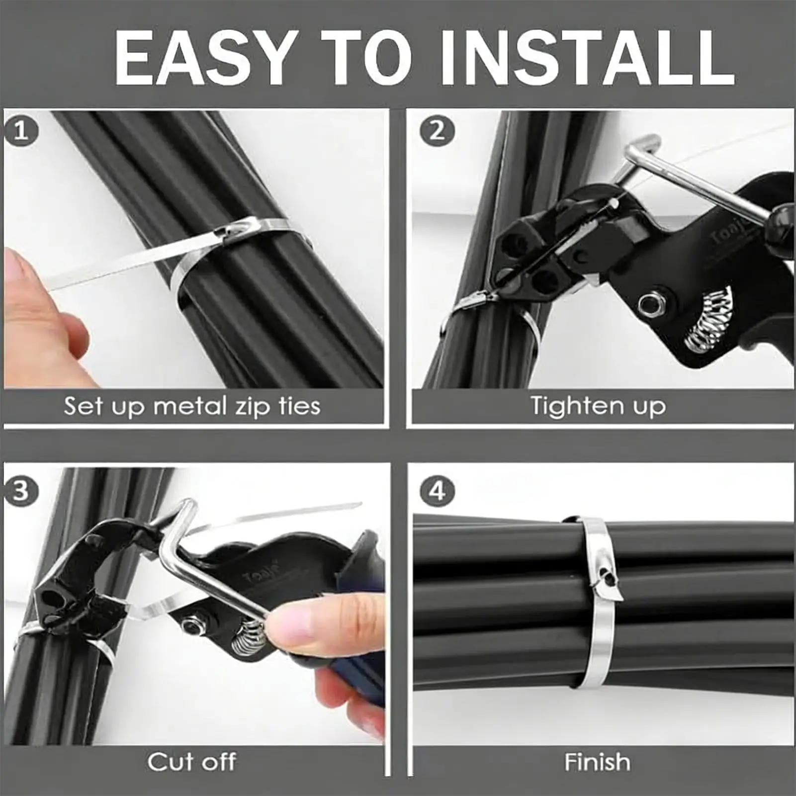 Metal Zip Ties Tool Multi-Purpose Self-Locking Strong 100 Pieces Indoor Outdoor Metal Wrap Ties For Machinery Vehicles Farm Pipe view 5