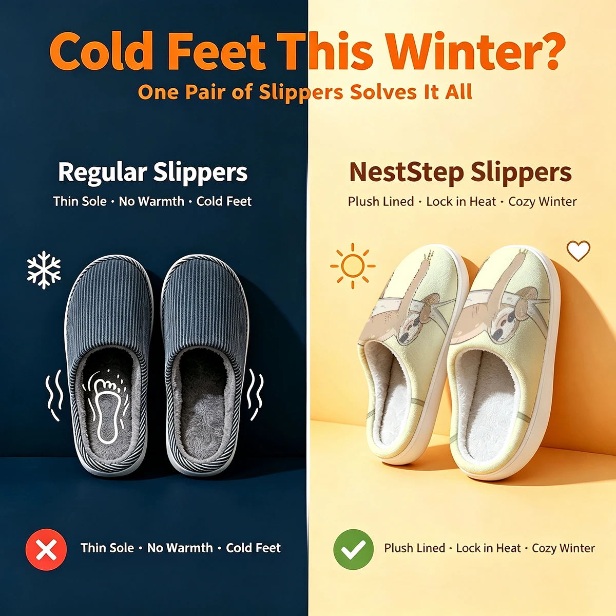 Sleepy Sloth Christmas White Slippers Warm Plush Indoor Shoes Non-Slip Winter Slippers Family Holiday Gifts Soft view 5