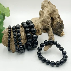 Natural Gemstone Black Wholesale Genuine Shunghite Bracelet High Quality Tourmaline Beads Healing Power