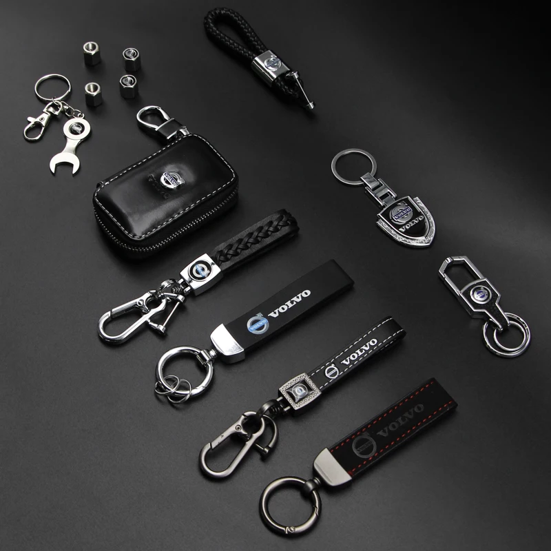 3D Metal Leather Car Keychain Car Emblem Keyrings Key Case For Volvo Xc60 Xc90 V40 V60 S60 V50 V90 S80 C40 XC40 V70 C30 C70 EX90