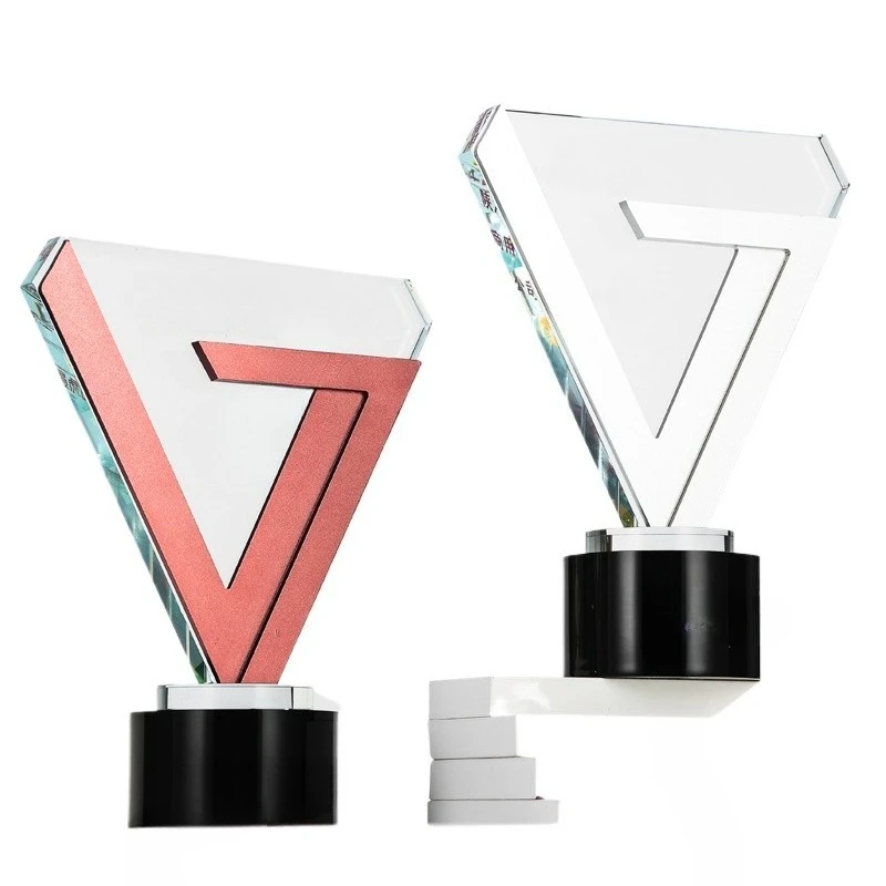 Metal crystal trophy Corporate champion competition Annual meeting Awards honorary medals Memorial