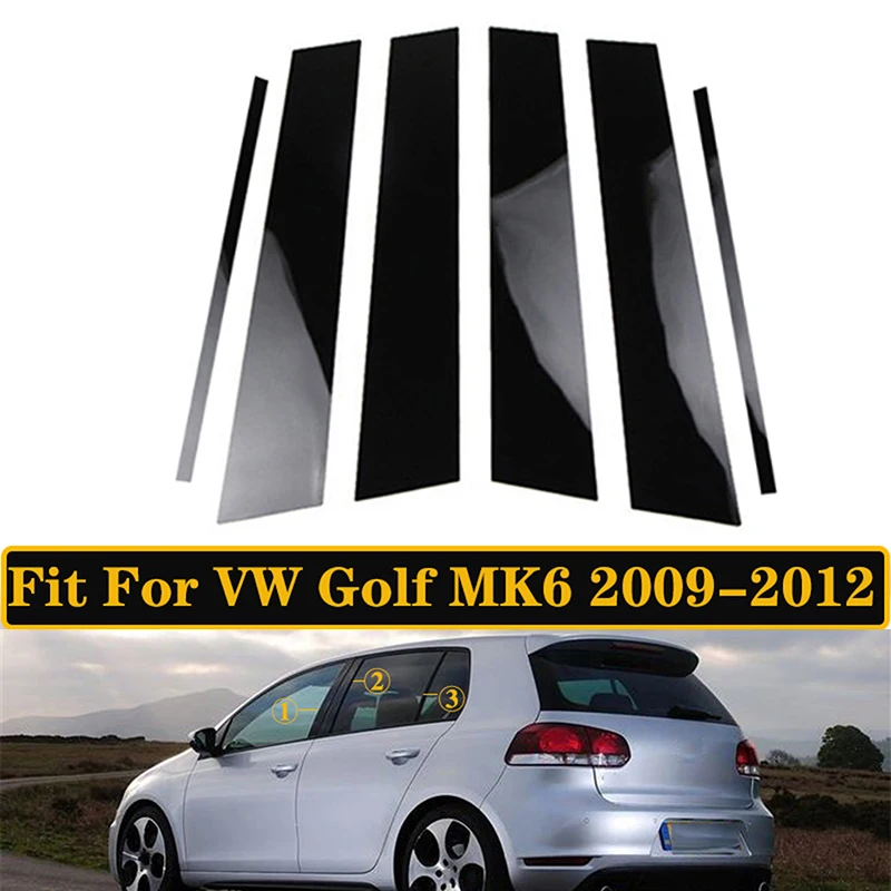 

6x автомобильные наклейки для VW Golf MK6 5K 3/5-Door Hatchback 2009-2012 глянцевая черная накладка на дверь окно BC колонны полосы стойки